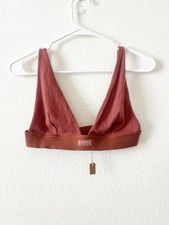 SKIMS Cotton Rib Plunge Bralette Redwood Large NWT Rare