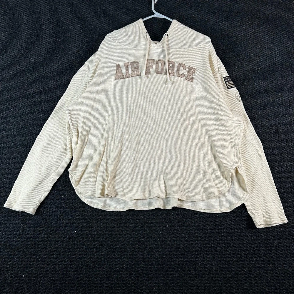 Colosseum Air Force Womens Thermal Hoodie Pullover Sweatshirt XXL Cream