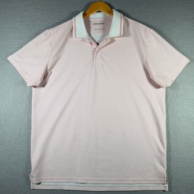 Bonobos Golf Mens Pink White Micro Print Performance Polo Shirt L 25940-PPN36