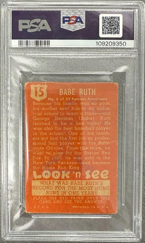 1952 Look 'N See #15 Babe Ruth PSA 1.5 FR *New York Yankees* - Picture 2 of 2