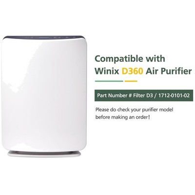 D360 Replacement Filter D3 Compatible with Winix D
