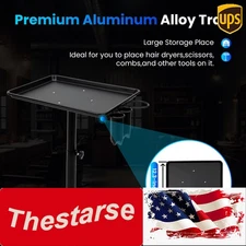 Professional Salon Trolley Aluminum Trolley Hair Instrument Tray w/ Caddy Black