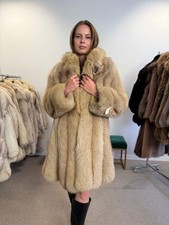 Blue Fox Fur Coat, Golden Reflection, Size S