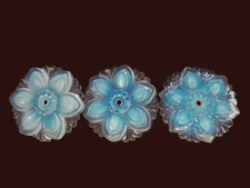 vintage opaline glass curtain tie backs 3 floral rosette (they have flaws)