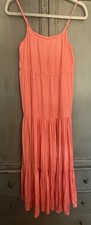 Joie Coral Orange Spaghetti Strap Summer Tiered  Maxi Dress Women’s Sz XS POCKET