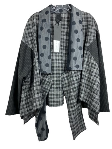 OSs NWT $400 Kedem Sasson Patchwork Open Style Jacket Lagenlook