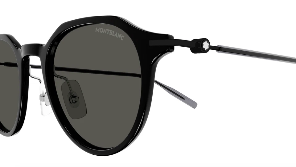 Gafas de sol redondas negras Montblanc MB0355S-001 - Diseño retro de templo de metal Foto 2 de 4