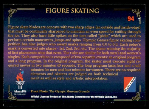 1996 Collect-A-Card Centennial Olympic Games Collection #94 Figure Skating - Picture 2 of 2