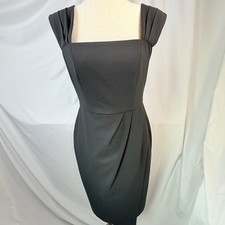Vince Camuto Women's Black Sleeveless Pleat-Detail Sheath Dress Size 8