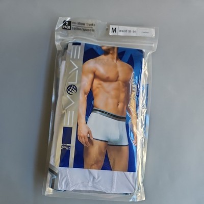 2 Pack vtg Evolve 2xist Mens Cotton Spandex No Show TRUNKS Briefs M 32-34 white