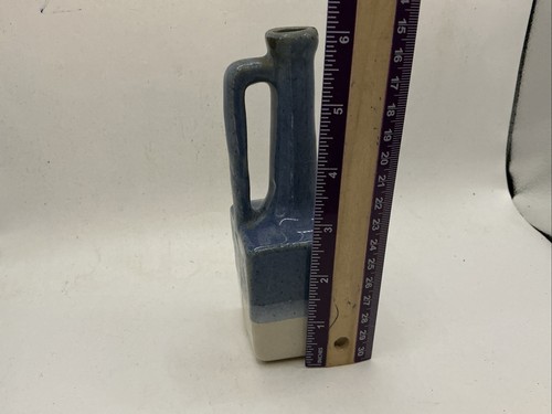 Zanesville Stoneware Pottery Blue & White Perfume Bottle/Vase. 38j - Picture 2 of 6