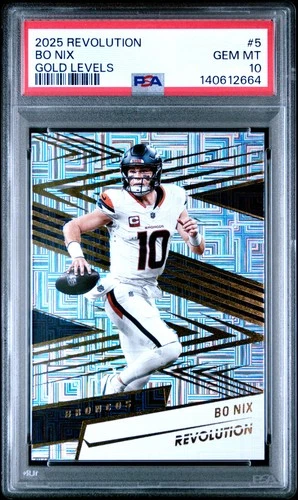 2025 PANINI REVOLUTION GOLD LEVELS #5 BO NIX 10/10 PSA 10