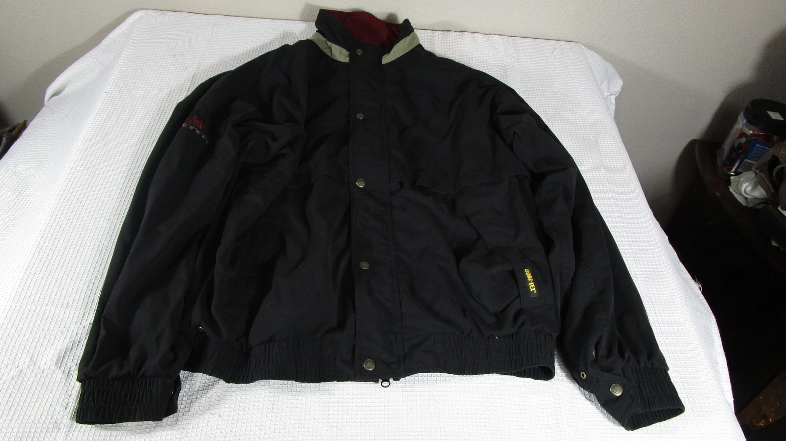 Vintage Tourney Jacket Mens Large Black Gore-Tex Waterproof Windbreaker 90s