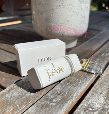Dior J'adore White Gold Logo Key chain with Zippered lipstick