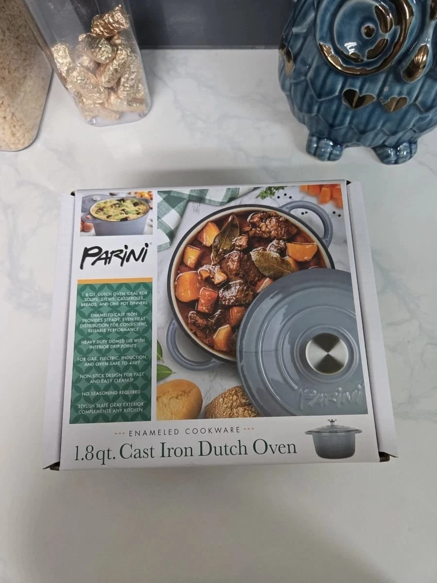 Parini 1.8 Qt Enameled Cast Iron Dutch Oven Pot w/ Lid Gray – Oven Safe 450°F
Opens in a new window