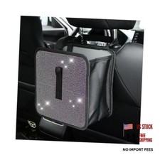 BELOMI Car Foldable Trash Can - Bling Rhinestone Crystal Auto Hanging AB Color
