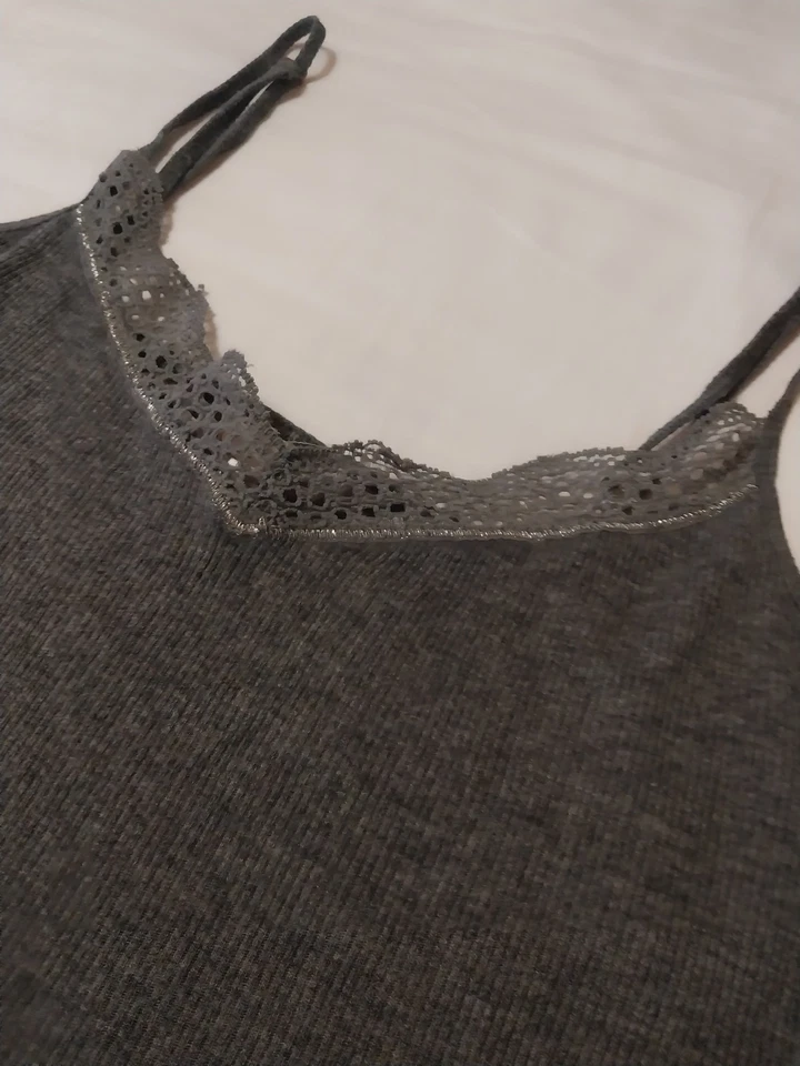 Victoria's Secret De Colección Y2K Gris Camisola Tanque Brillante Brillo Roscado Talla Pequeña Foto 2 de 4