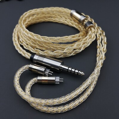 8 Core 5N Pure Silver 24K Gold Plated Cable Iem Cable 2Pin 0.78 QDC MMCX Cable