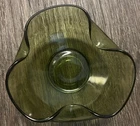 Vintage Anchor Hocking Glass Bowl, Avocado Green, Tri Fold Mid Century