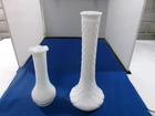 Set Of 2 Vintage Milk Glass Vases 1-Ranoall 6" & 1- Hoosier Glass 9"