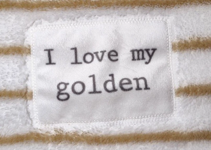 Manta Mud Pie I Love My Golden Stripe Baby Felpa Retriever Cachorro Perro Blanca Foto 4 de 4