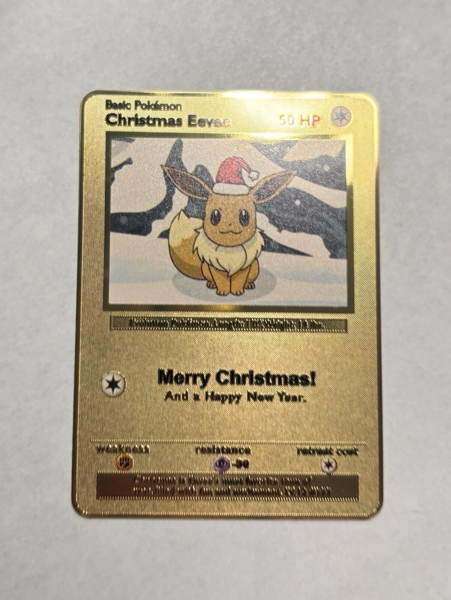 Merry Christmas Eevee High Quality Gold Metal Card Fan Art