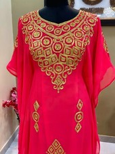 Eid SALE Kaftan Moroccan Dress Dubai Abaya Hand Work Gown Long Farasha Ramzan