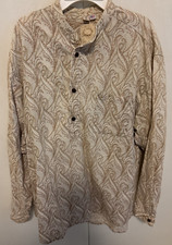 Wah Maker Frontier Shirt L Paisley Leaves Long Sleeve Band Collar Western USA
