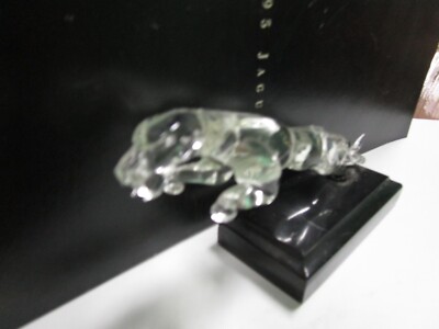 Leaping Jaguar, hand blown glass, stone mounted, Jaguar cars