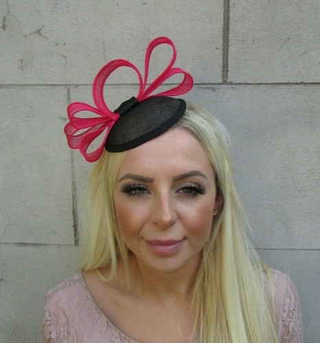 Beige Cerise Pink Hot Pink Fascinator 