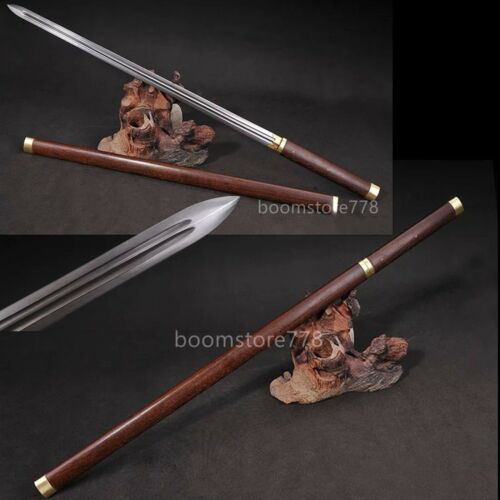 HANDMADE CHINESE JIAN SWORD 8196 LAYERS DAMASCUS BLADE ROSEWOOD SACABBARD - Picture 1 of 8