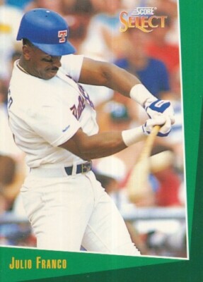 #058 TEXAS RANGERS # JULIO FRANCO - 2B # BASEBALL CARD SCORE SELECT MBL 1992