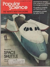 SPACE - ARTICLE  (1974)  REUSEABLE SPACE SHUTTLE (Popular Science)