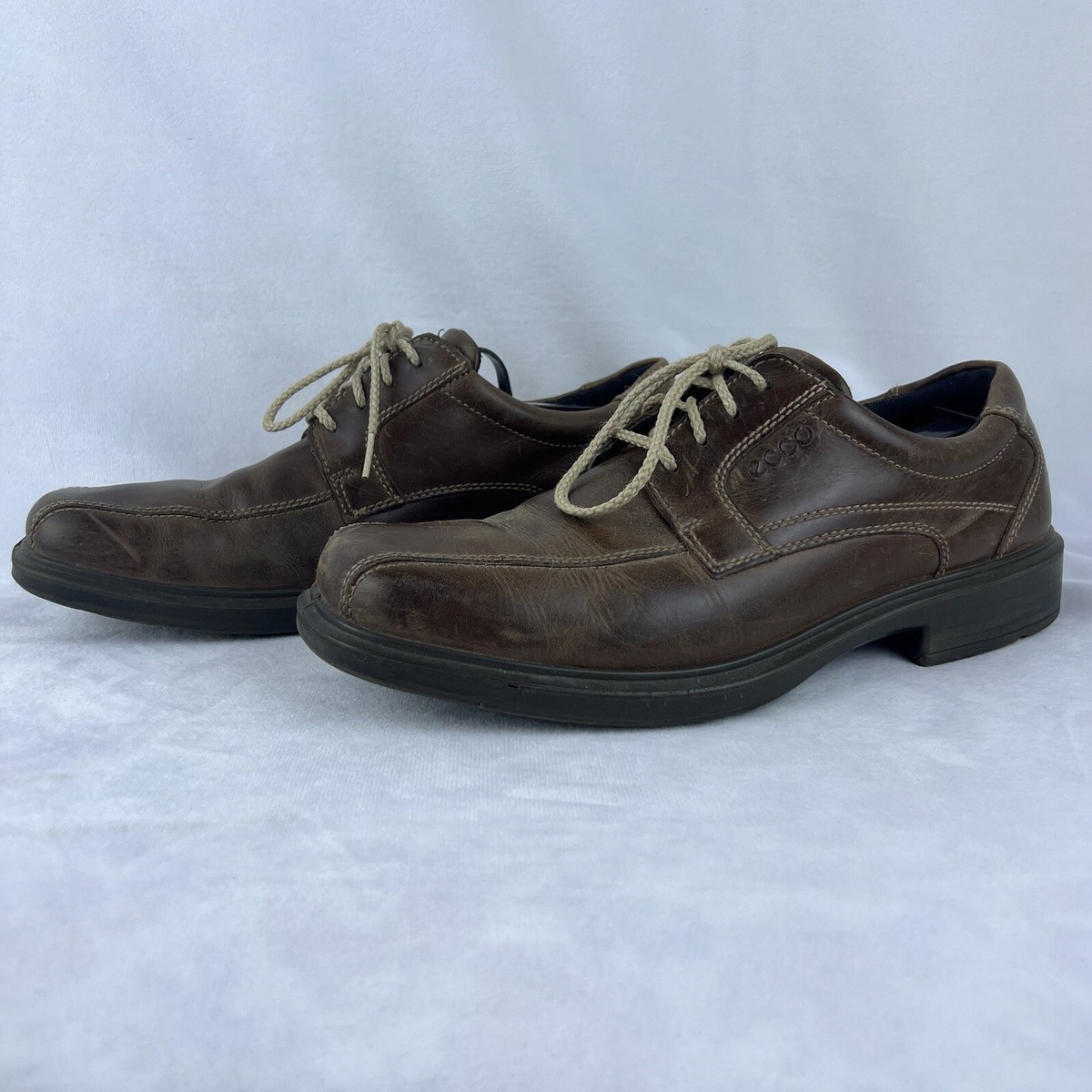 MENS ECCO BROWN DRESS SHOES Sz 7.5 41 LEATHER OXFORD GREAT 