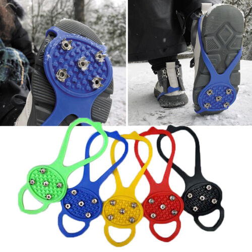 5 Studs Ice Cleats Crampons Snow Grips Boot Shoe Anti Slip On Over Ice Grips  - Picture 1 of 23