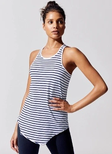 Frank & Eileen Base Layer Tank in British Royal Navy & White Stripe; XS