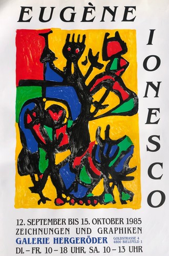 EUGENE IONESCO / ORIGINAL-LITHOGRAPHIE  ( !!! ) PLAKAT ZUR AUSSTELLUNG von 1985 - Bild 1 von 3
