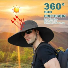 Men Women Outdoor Brim Sun Hat Bucket Cap UV Protection Fishing Hiking Visor