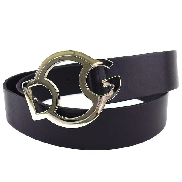 DOLCE&GABBANA belt DG mark buckle Authentic Used g17477 Leather belt with baroque DG logo in Black for Women  main image 4