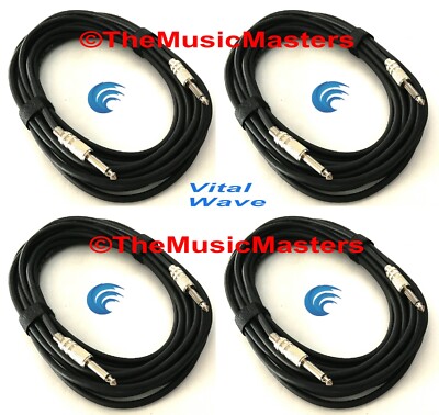 4 Pack 30ft 1/4'' Instrument Guitar Bass Amp Keyboard Audio Cable Cord Wire VWLTW
