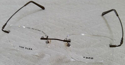 TOP FLEX - TITANIUM EXPO 112 BROWN Rimless Eyeglasses Memory Titanium - JAPAN