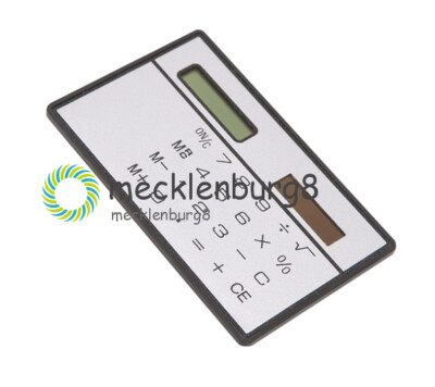 8 Digits Mini Ultra Thin Slim Credit Card Solar Power Pocket Calculator Travel