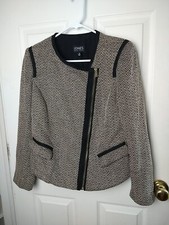 Jones New York woman 10 Blazer Front Gold Zip Pockets Lined Professional formal