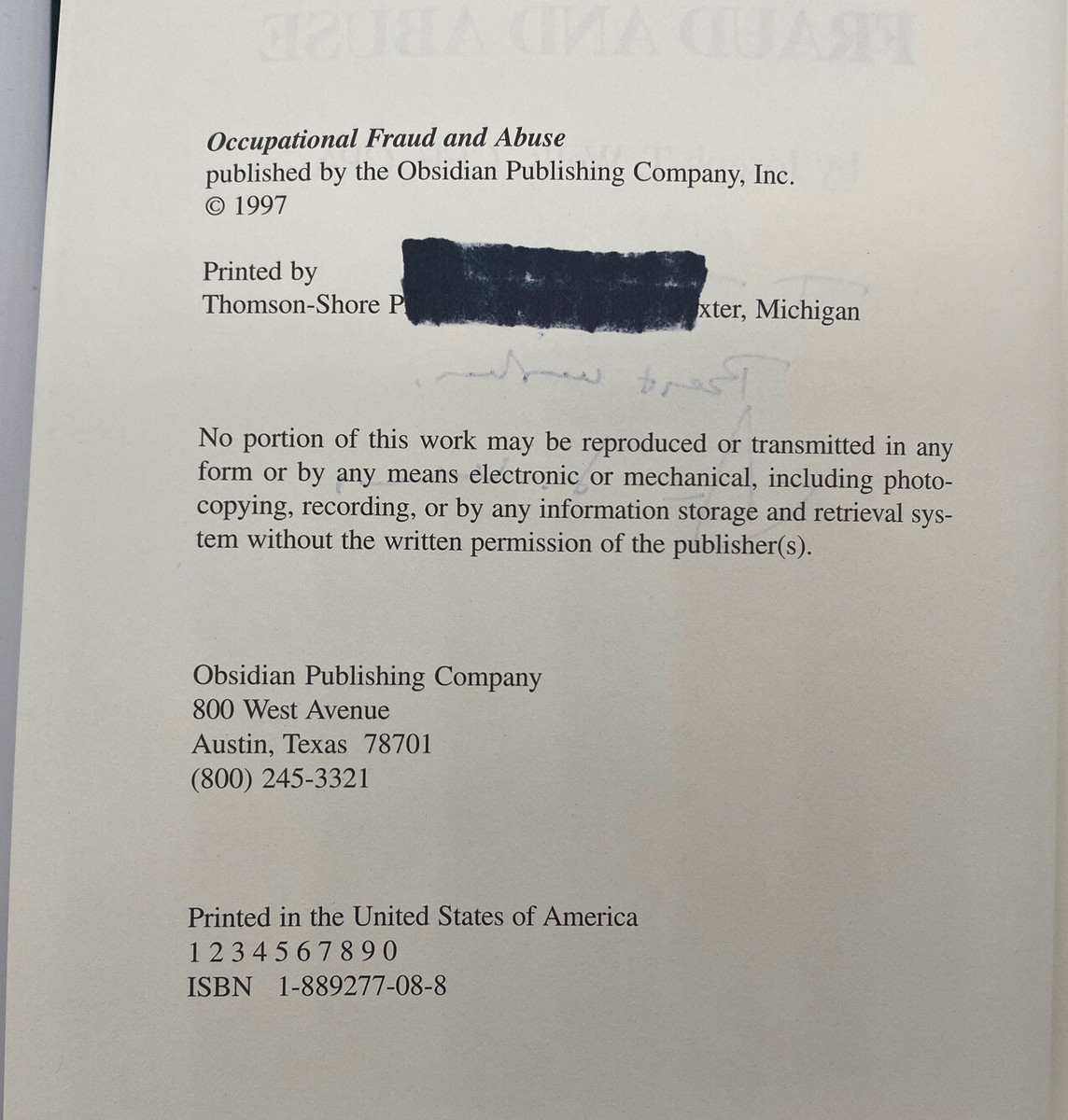 洋書 Ubermittlung Nachrichtendienstlicher Occupational Fraud And Abuse Signed Hardcover By Joseph Wells