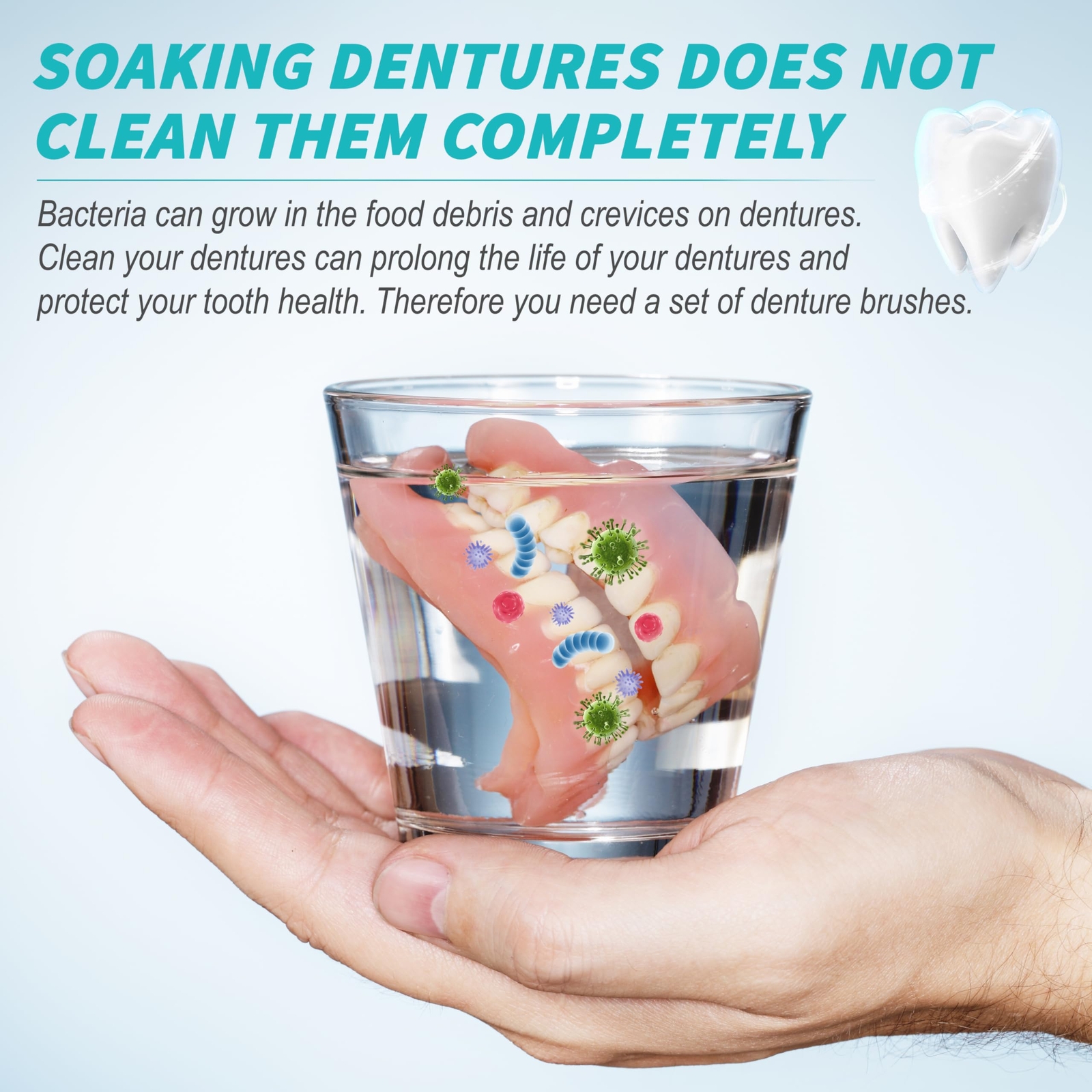 6 Pcs Denture Brush Set for False Teeth, Denture Toothbrushes with Double