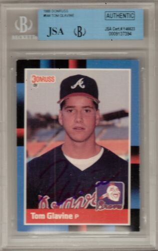 Tom Glavine Signed 1988 Donruss Rookie Card JSA Authentic Beckett Slabbed Y46623 - Picture 1 of 1