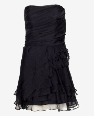 ABS BY ALLEN SCHWARTZ RÜSCHEN BANDEAU KLEID 100 % SEIDE EINZELHANDEL £250 GRÖßE UK10