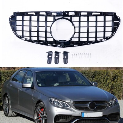 Black Front Bumper Grille Grill Kit For Benz E63 S Sedan 2014-2015