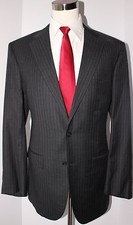 Brooks Brothers Fitzgerald Gray Striped 2 Button Wool Suit 44 Regular 40 28 Flat