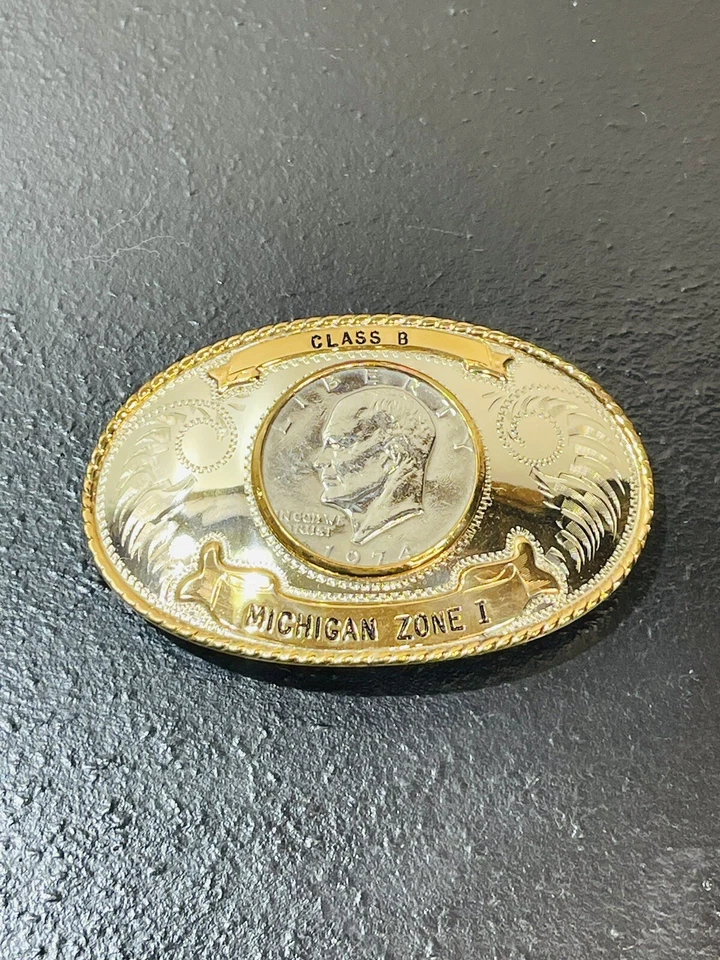 Comstock Silversmith Michigan Zona 1 Clase C Liberty Dollar G. Silver Hebilla de cinturón Foto 2 de 4